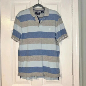 Chaps Polo Shirt Adult Medium Sky Blue and grey 
Short Sleeve Mens Medium